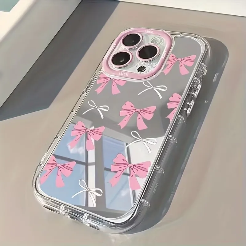 Phone Cases Girls - Einfache Blau-Rosa Schleife Mädchen Niedliche Schminkspiegel-Handyhülle
