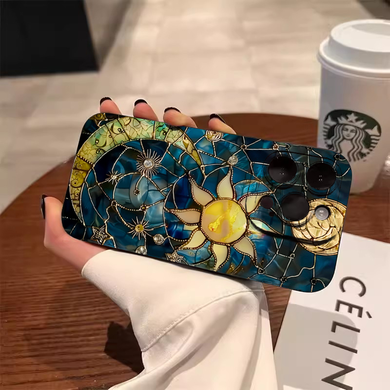 Phone Cases Aesthetic - Ästhetische Sonne-Mond-Druck Handyhülle für Samsung Galaxy